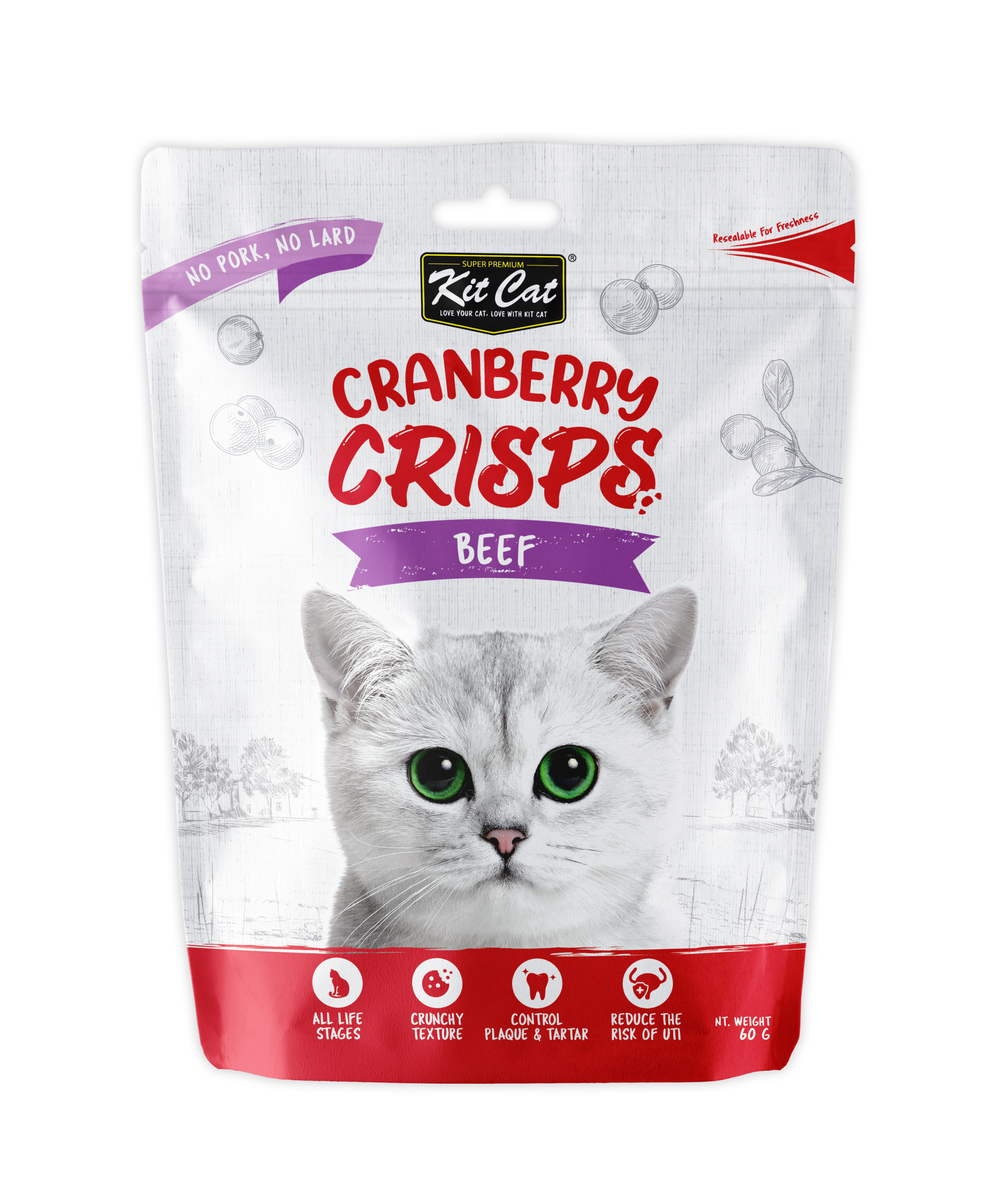 Kit Cat Cranberry Crisps Cat Treats 60g – beef