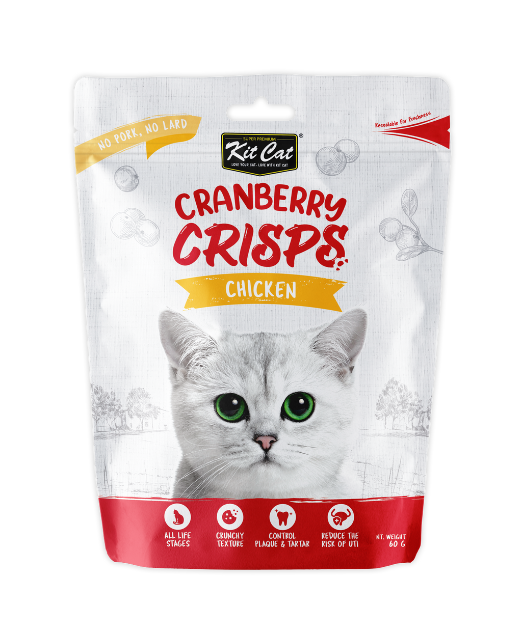 Kit Cat Cranberry Crisps Cat Treats 60g – lamb
