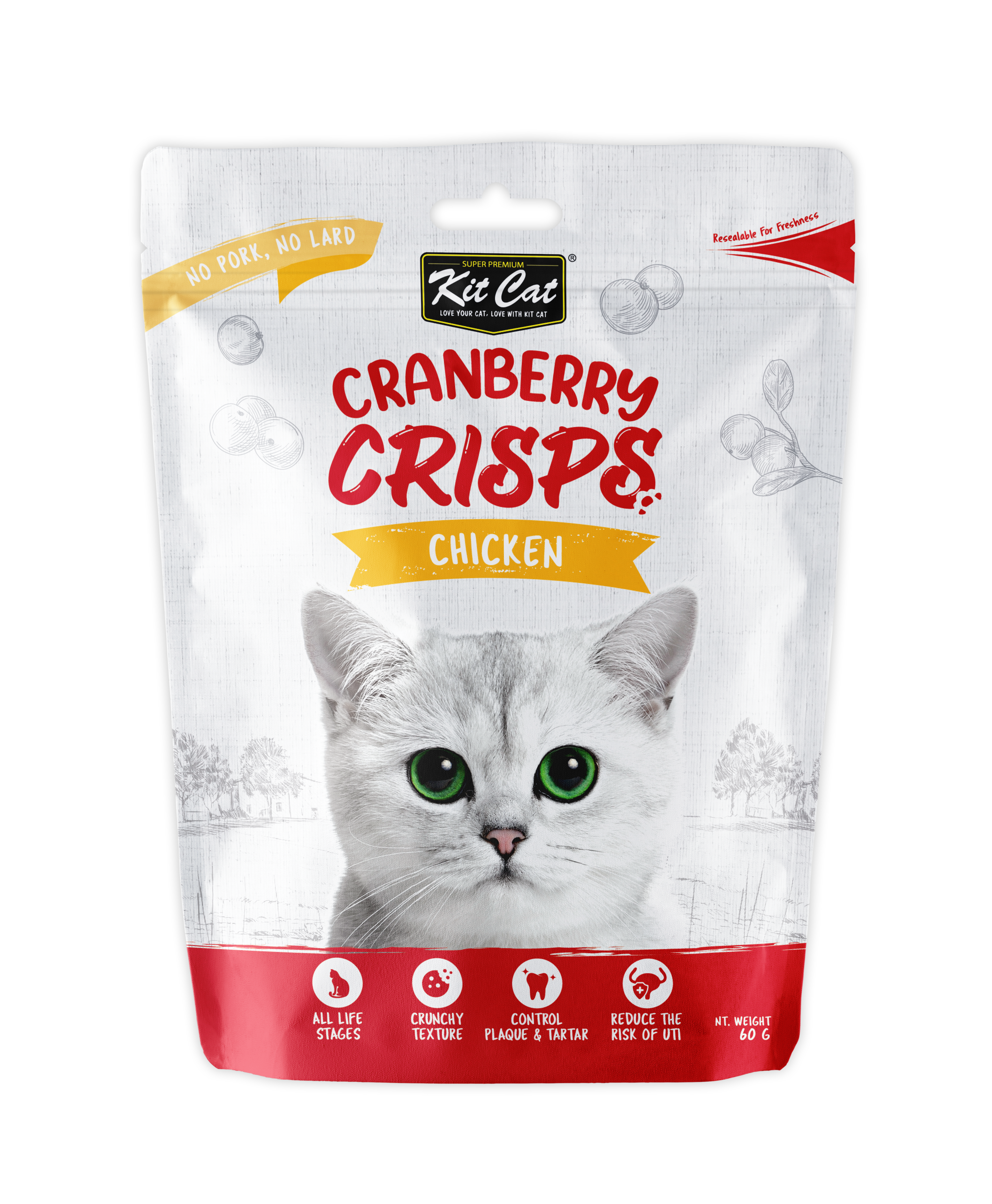 Kit Cat Cranberry Crisps Cat Treats 60g – lamb
