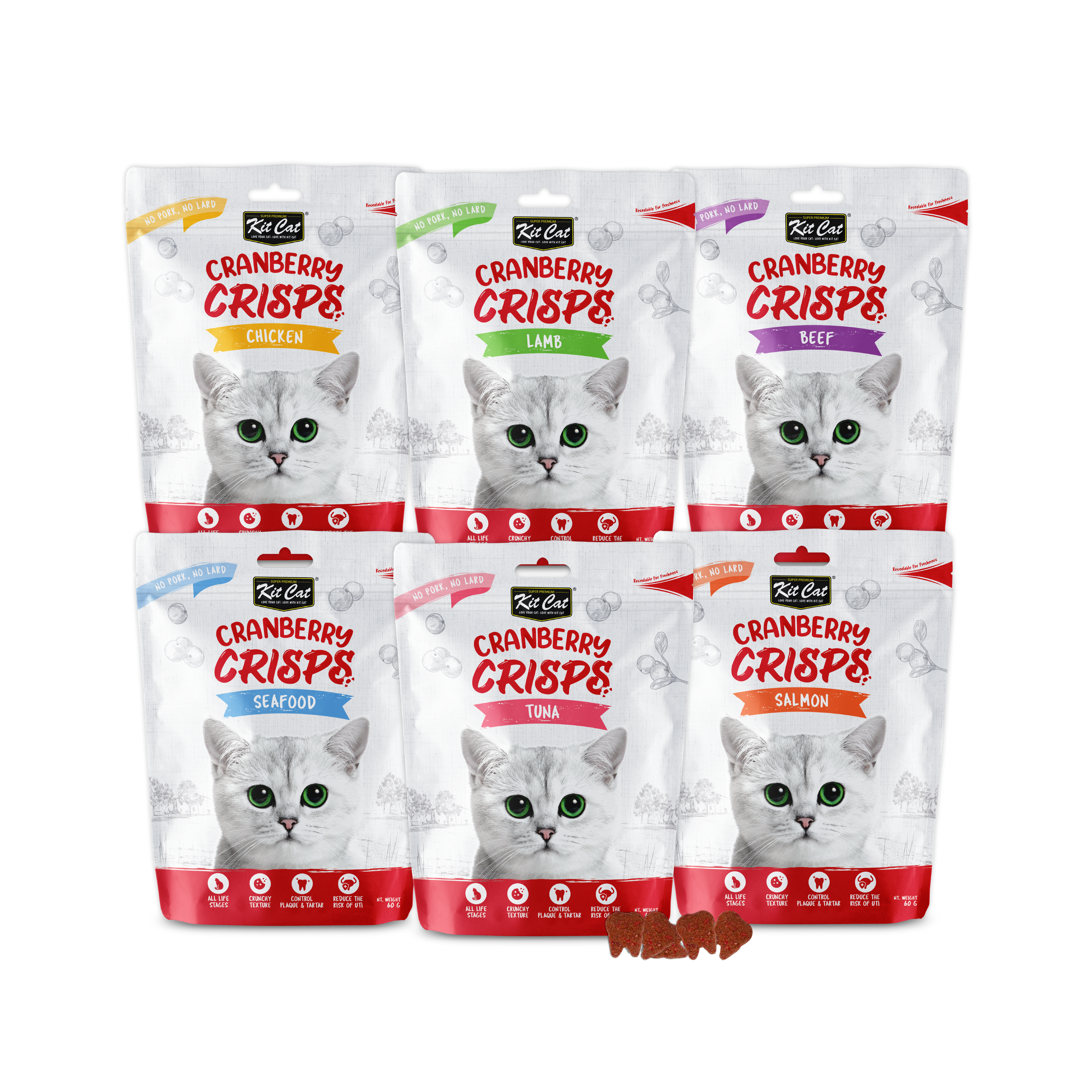 Kit Cat Cranberry Crisps Cat Treats 60g – chicken