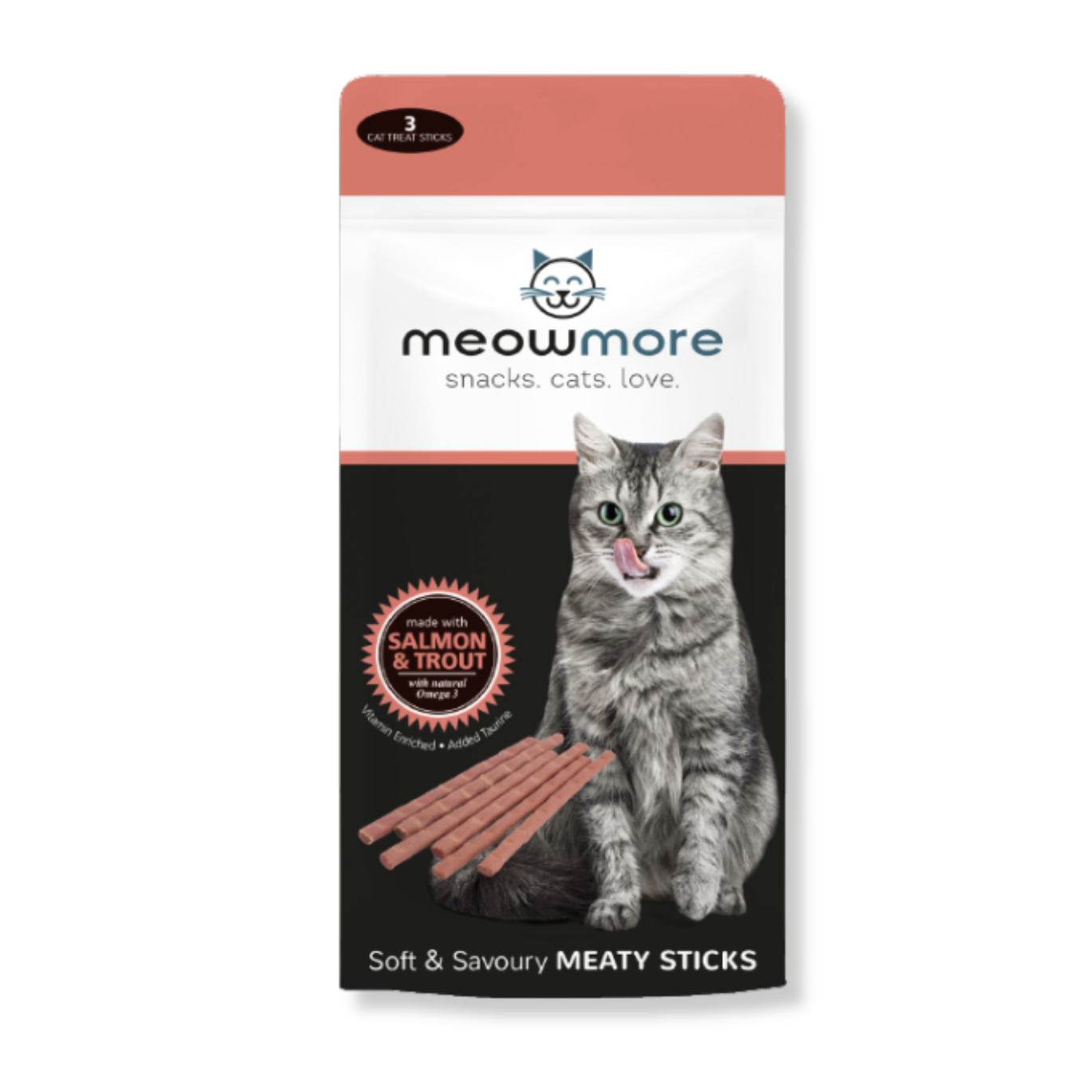 Meow More Treat Sticks 15g – Salmon & Trout
